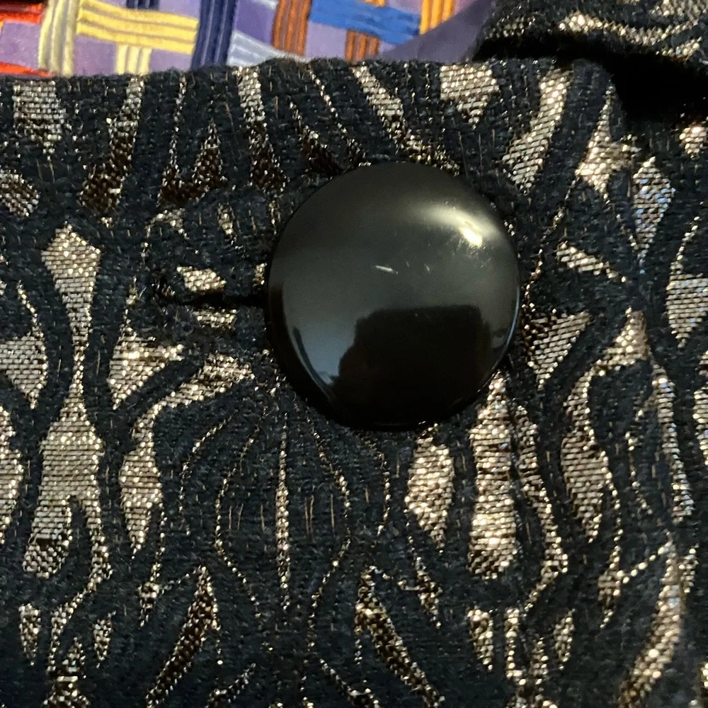 J. Crew collection metallic art deco coat navy gold sz 6 - Picture 5 of 8